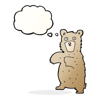 Düşünce baloncuklu çizgi film ayısı