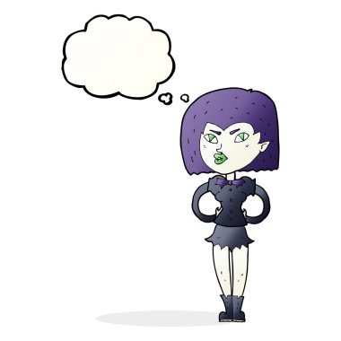 Düşünce baloncuğu olan vampir kız.