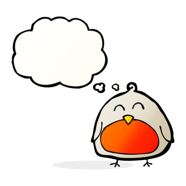 Düşünce baloncuklu komik karikatür noel robini