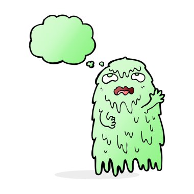 Düşünce baloncuklu iğrenç bir hayalet.