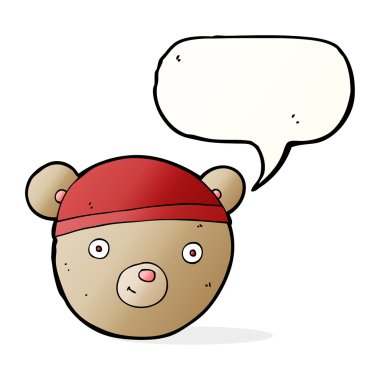 Teddy ayı kafa konuşma balonu ile çizgi film