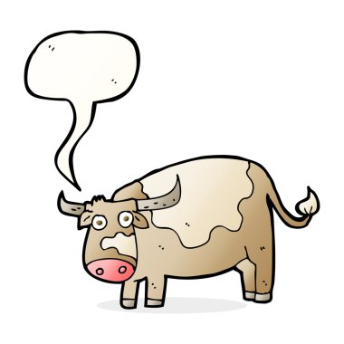 Konuşma baloncuklu çizgi film ineği