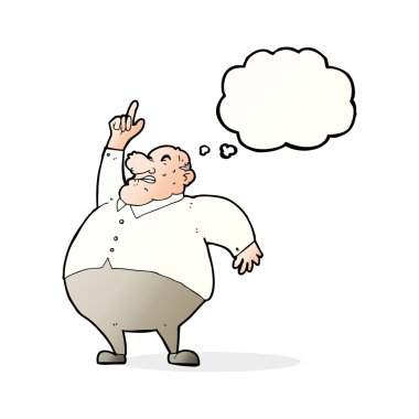 Düşünce baloncuğu olan şişko patron.