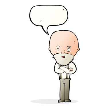 çizgi film endişeli yaşlı adam konuşma baloncuğu ile