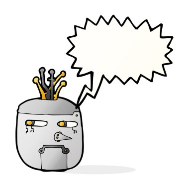 çizgi film robot kafa ile konuşma balonu