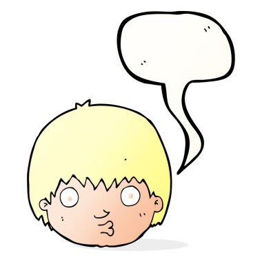 konuşma balonu ile karikatür meraklı çocuk