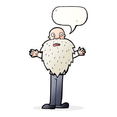 karikatür konuşma balonu ile yaşlı adam sakallı