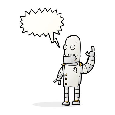 karikatür sallayan robot konuşma balonu ile