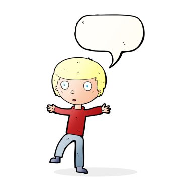 çizgi film konuşma baloncuğu olan ürkmüş çocuk