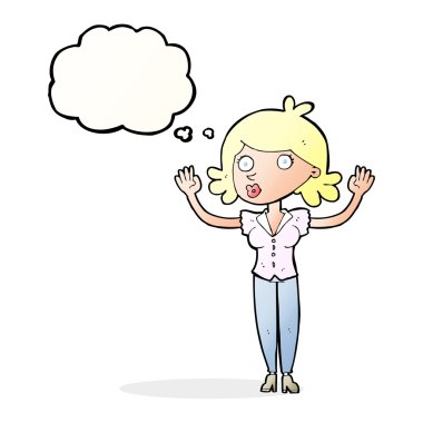 çizgi film kadın düşünce balonu ile teslim
