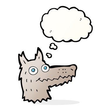 Düşünce baloncuklu bir kurt kafası.