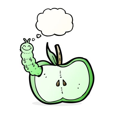 karikatür elma ile düşünce baloncuğu