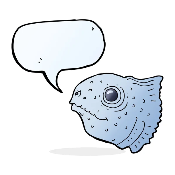 Kreslená rybí hlava s bublinou řeči — Stockový vektor