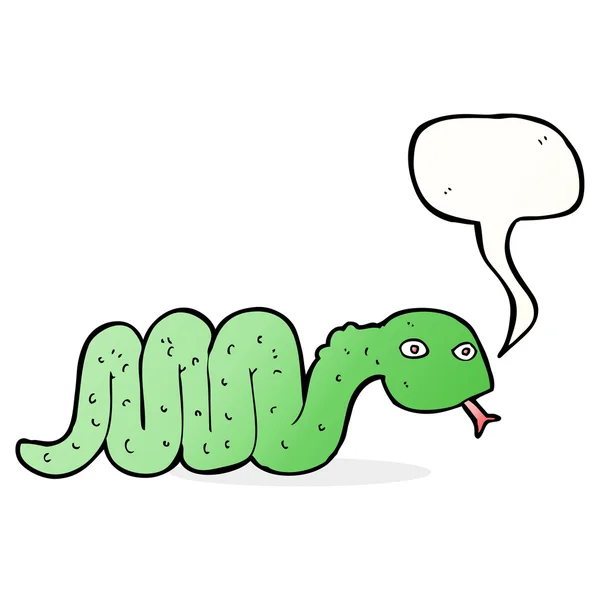 Divertida serpiente de dibujos animados con burbuja de habla — Vector de stock