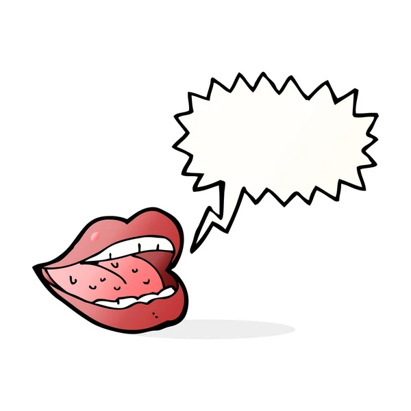 Dessin animé bouche souriante avec bulle de parole — Image vectorielle