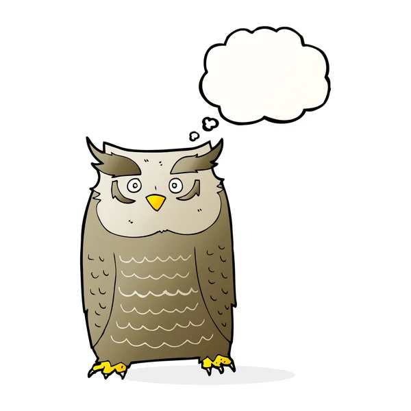 Cartoon owl with thought bubble — Stock Vector
