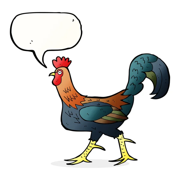 Cockerel dessin animé avec bulle de parole — Image vectorielle