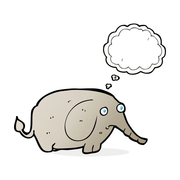 Dibujos animados pequeño elefante triste con burbuja de pensamiento — Archivo Imágenes Vectoriales