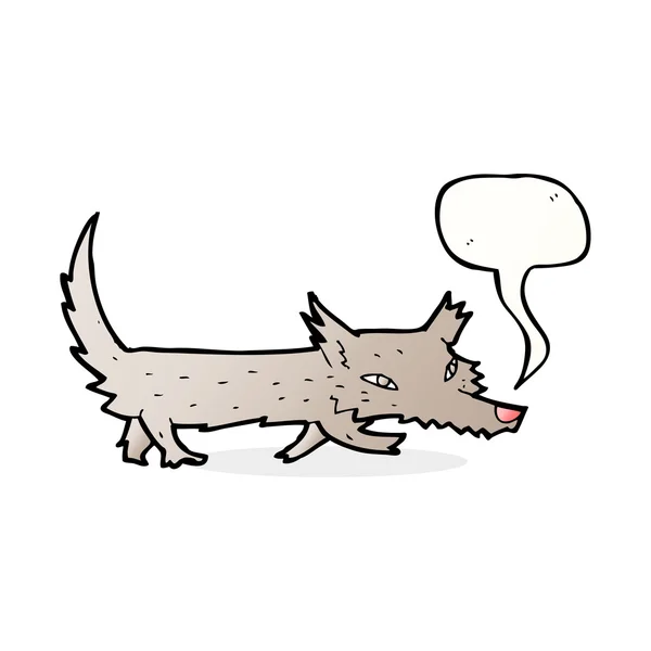 Dessin animé petit loup avec bulle de parole — Image vectorielle