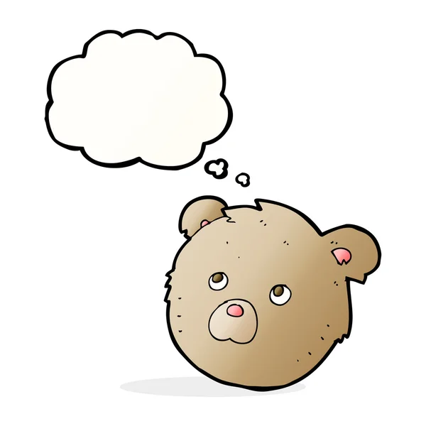 Dessin animé visage d'ours en peluche avec bulle de pensée — Image vectorielle