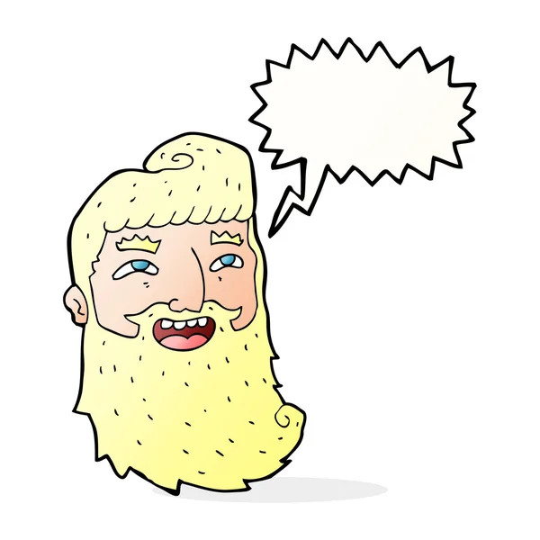 Dibujos animados hombre barbudo riendo con burbuja del habla — Archivo Imágenes Vectoriales