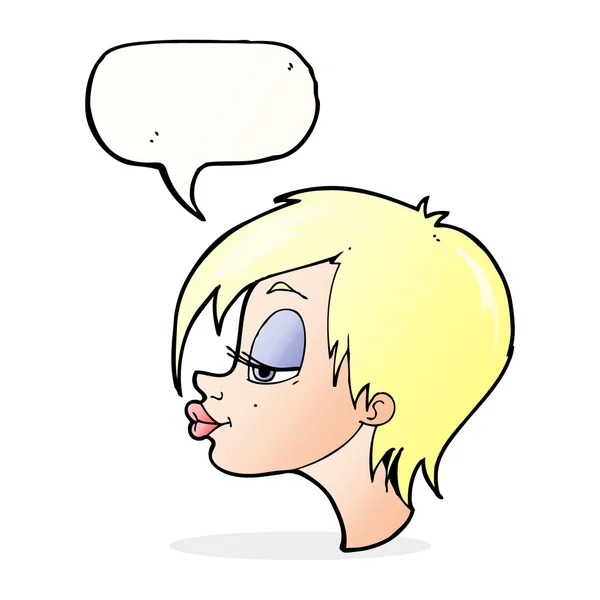 Dibujos animados mujer bonita con burbuja del habla — Vector de stock