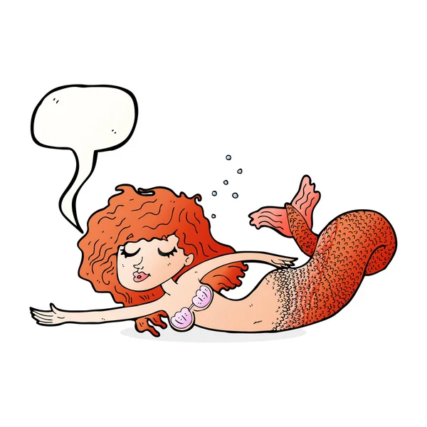 Sirena cartone animato con bolla discorso — Vettoriale Stock