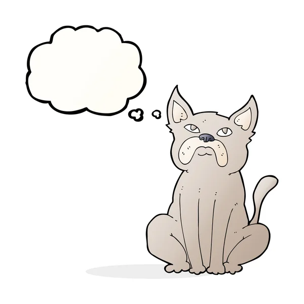 卡通人物，脾气暴躁，有思想气泡的小狗 — 图库矢量图片