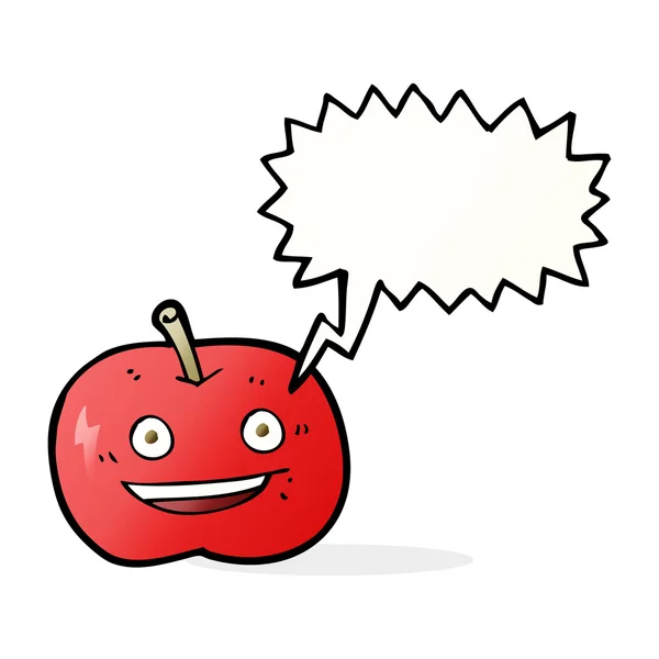 Dibujos animados manzana brillante con burbuja del habla — Archivo Imágenes Vectoriales