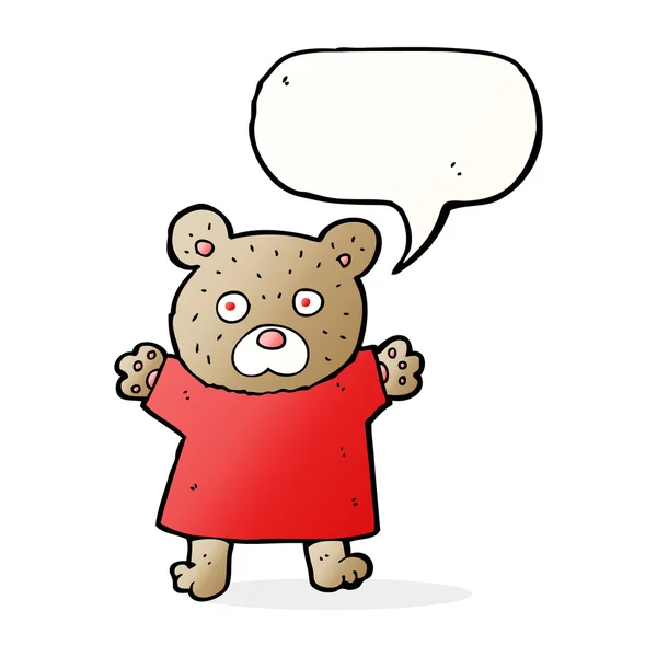 Desenho animado bonito ursinho de pelúcia com bolha de fala — Vetor de Stock