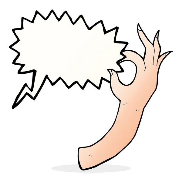 Simbol tangan kartun dengan gelembung ucapan - Stok Vektor