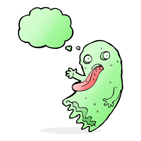 Gross cartoon ghost with thought bubble — Stock Vector