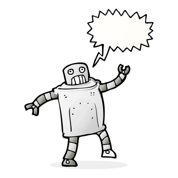 Robot de dibujos animados con burbuja de habla — Vector de stock