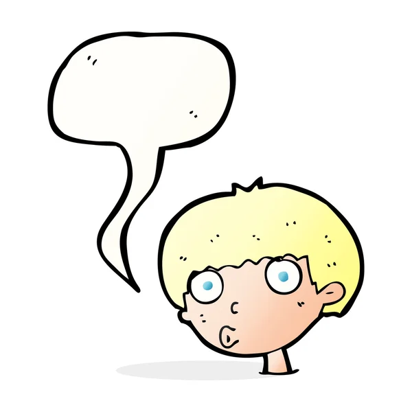 Karikatur überrascht Jungen mit Sprechblase — Stockvektor