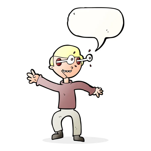 Cartoon amazed boy with speech bubble — Stock Vector