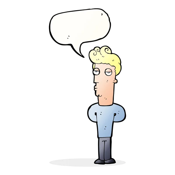 Cartoon bored man with speech bubble — Stock Vector