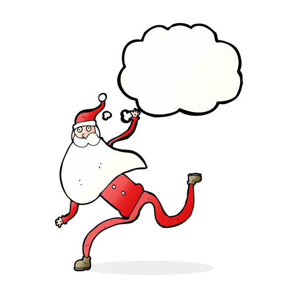 Cartoon lopen santa met gedachte zeepbel — Stockvector