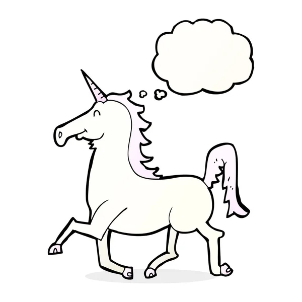 Cartoon unicorn with thought bubble — Stock Vector