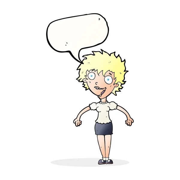 Desenho animado mulher com bolha de fala — Vetor de Stock