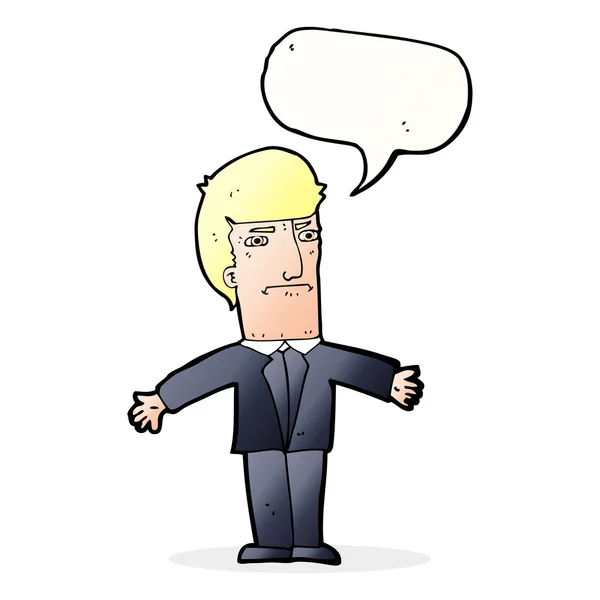 Desenho animado irritado chefe com bolha de fala — Vetor de Stock