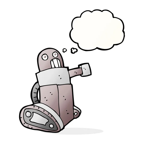 Robô tanque de desenhos animados com bolha de pensamento — Vetor de Stock