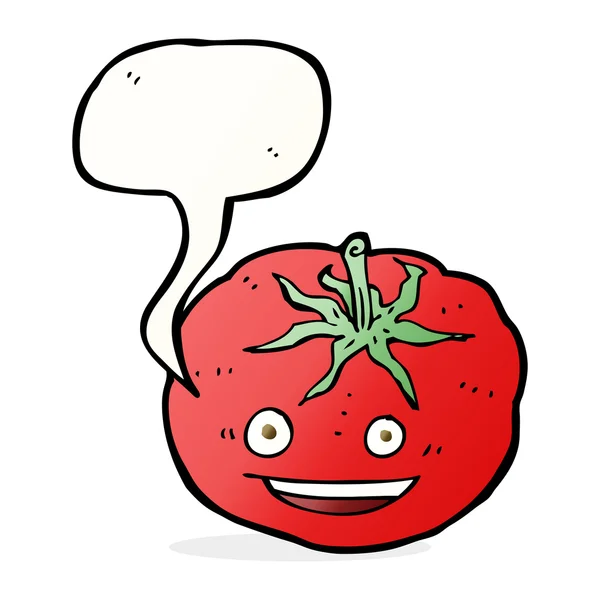 Cartoon tomato with speech bubble — Stock Vector