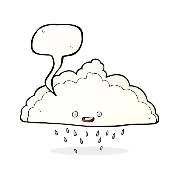 Nube de lluvia de dibujos animados con burbuja de habla — Vector de stock