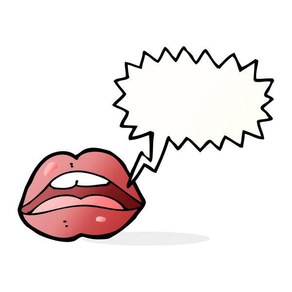 Open mouth cartoon symbol with speech bubble — Stock Vector