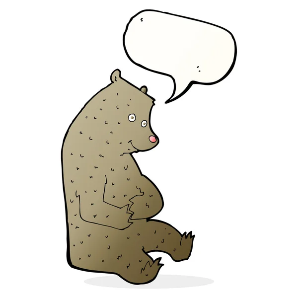 Urso feliz desenhos animados com bolha de fala — Vetor de Stock