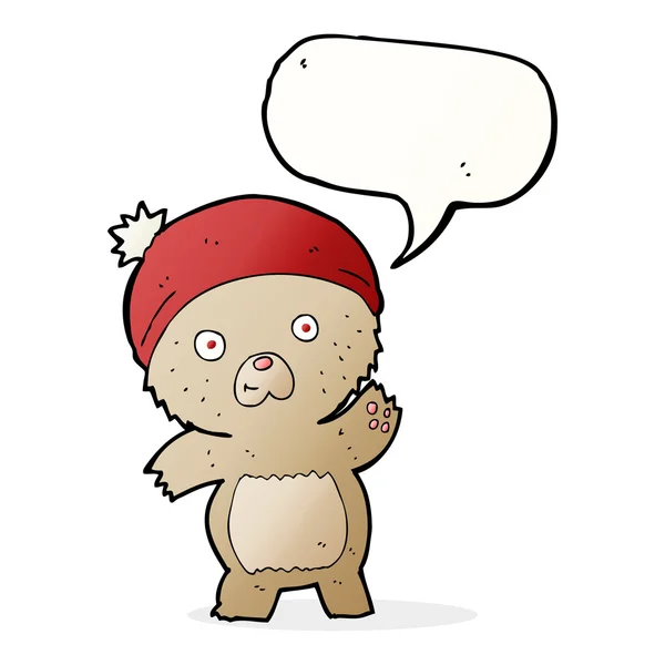 Niedlicher Cartoon-Teddybär mit Sprechblase — Stockvektor