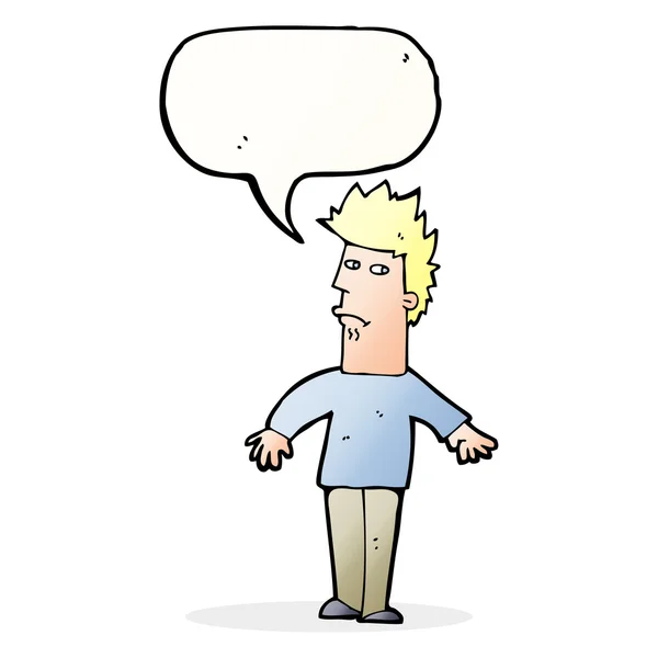 Karikatur besorgter Mann mit Sprechblase — Stockvektor
