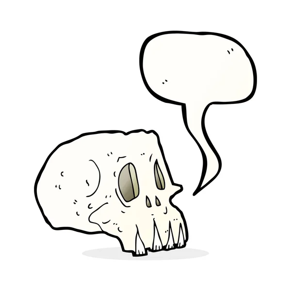 Karikatura strašidelná lebka s bublinou řeči — Stockový vektor