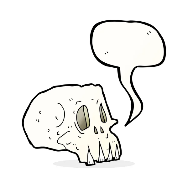 Calavera espeluznante de dibujos animados con burbuja del habla — Vector de stock