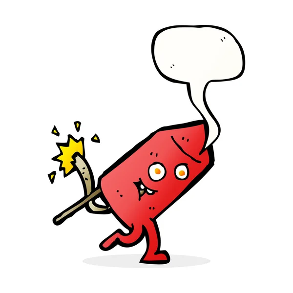 Cartoon lustige Feuerwerk-Figur mit Sprechblase — Stockvektor